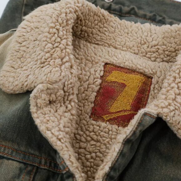 7 for all Mankind Sherpa Lined Denim Womens Jacket VINTAGE, Large - Picture 5 of 14